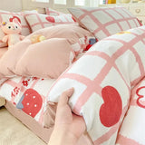 Qfdian  ‌New Washed Cotton Fresh Style Fitted Sheet Four-Piece Set, Duvet Cover, Student Dormitory Bed Sheet Three-Piece Set