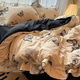 Qfdian Korean Princess Duvet Cover Set Skin Friendly Wash Cotton Bedding Set Of Four Pieces Lace Bedin Set Bed Sheets Comforter Cover