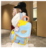 Qfdian 2025 new women Patchwork Contrast Color schoolbags High-capacity student travel bags fashion Y2k Aesthetic All Match Backpacks