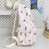 Qfdian  High-capacity Women Sweet Preppy Backpacks Japanese Y2k Aesthetic Fashion Students Backpack Kawaii Striped Bow Print Schoolbags