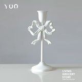 Qfdian French Retro Pink Bow Candle Holder Decoration Dining Table Club Villa Decoration Crafts Wedding Photography Candle Props