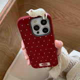 Qfdian 3D cute sleeping cat ins points shell for iphone 14pro 13 16 15 pro max 12 14 11 15promax 16pro autume winter leather phone case