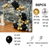 Qfdian  Black Gold Silver Balloon Garland Arch Kit Metallic Gold Chrome Silver Balloons Graduation Birthday Party Decorations New Year