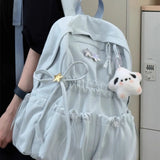Qfdian High-capacity All Match Solid Backpack Sweet Y2k Aesthetic Pleated Schoolbags Vintage Preppy Trendy Backpacks for Women Students