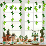 Qfdian  3Pcs Green Cactus Party Paper Banners Decoration Hanging  Fiesta Mexican Tropical Birthday Baby Shower Luau Hawaiian Party Decor