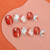 Qfdian 10Pcs Handmade Short Cat Eye Press on Nails Glitter Star Design Reusable Artifical False Nail Tips Nail Art Tips for Girl