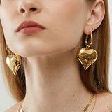 Chic Heart Huggie Hoop Earrings Asymmetric Big Earrings For Women New Gold Color Fashion Jewelry Girl Gift