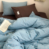 Qfdian  Simple Style Bedding Set Nordic Striped Duvet Cover Set 100% Cotton Flat Sheet Single Twin Size Double Bed Sheet Set For Bedroom