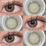 Qfdian  2PCS Natural Brown Gray Lenses for Eyes Blue Lenses Beautiful Pupil Korean Fashion Color Round Lens Yearly Cosmetics