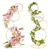 Qfdian  2Pcs 5ft Round Arch Frame, 4 Tiers Gold Metal Flower Arch Frame for Wedding Birthday Party Event Display Background Decoration