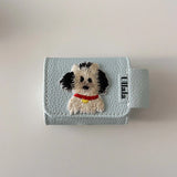Qfdian Cute cartoon embroidery leather earphone case for apple airpods pro pro2nd 3 pure color summer charing box cover for airpod 1 2