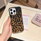 Qfdian  Sparkling Pink Rose Pink Black Gold Leopard Pattern Suitable For iPhone 15 Pro Max Phone Case 16 14 13 Pro Protective Cover