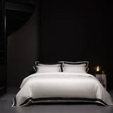 Qfdian 4Pcs Premium 1000TC Egyptian Cotton Solid Color Hotel Style Wide Edge Bedding Set Duvet Cover Bed Sheet/Fitted Sheet Pillowcases