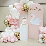 Qfdian  Pastel Pink Balloons Arch Kit White Metal Gold Balloon Garland Baby Shower Wedding Birthday Party Decorations Anniversary Globos