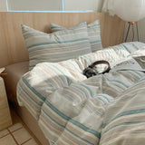 Qfdian  Nordic Ins Bedding Set Pure Cotton Duvet Cover Set Bed Sheets Set Skin-Friendly Single Twin Full Queen Size Flat&Fitted Sheet