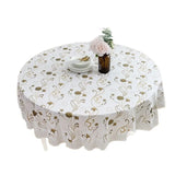 Qfdian  New Round Dining Table Cloth Waterproof Oil-proof and Scalding-proof Leave-in Printed Tablecloth Lace Home Living Room Thickened