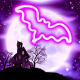 Qfdian  Halloween Ghost Shaped LED Neon Light USB Rechargeable Battery Powered Night Lamp for Wall Window Door Decor Romantic Atmosphere