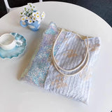 Qfdian  Korean Women Trendy Harajuku Handbags Patchwork Sequined Chic Plaid Embroidery Shoulder Bags Y2k Aesthetic Fashion Underarm Bag