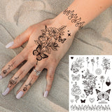 Qfdian  Waterproof Temporary Tattoo Stickers  Mandala Lace Hand Finger Wedding White Fake Tatto Flash Tatoo Body Art for Women Bride