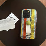 Qfdian Laser Contrasting Striped Ring Buckle Suitable For Iphone 16 15 Phone Case 14 Pro Max Hard Case