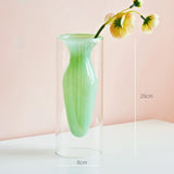 Qfdian Double Wall Glass Vase Art Decorations Flower Plant Container Vase Home Decor Accessories Desktop Crafts Terrarium Decoration