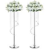 Qfdian  Transparent Acrylic High Vase, 31.5inch Cylindrical Base for Party Table, Chandelier Crystal Decorative Flower Stand, Wedding, Celebration, Home Decoration, Halloween and Christmas Decoration