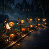 Qfdian  1-4PCS Solar Halloween Garden Light Skeleton Ghost Dancing Pumpkin Moon Glow Stake for Lawn Pathway Porch Decor