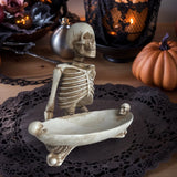 Qfdian  Skeleton Resin Tray Gothic Home Decor Halloween Desktop Storage Dish Spooky Jewelry Organizer