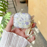 Qfdian  Transparent purple flower is suitable for Apple airpods4th generation Bluetooth headset case Airpodspro2nd generation