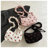 Qfdian  Women Summer Kawaii Cute Strawberry Print Shoulder Bags Fashion Y2k Aesthetic Casual Underarm Bag Japanese Fairy Sweet Handbags
