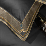 Qfdian Satin 1200TC Egyptian Cotton Luxury Bedding Set, Gold Embroidery, Queen, King, Duvet Cover, Flat/Fitted Bed Sheet, Pillowcases
