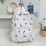 Qfdian  High-capacity Women Sweet Preppy Backpacks Japanese Y2k Aesthetic Fashion Students Backpack Kawaii Striped Bow Print Schoolbags