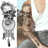 Qfdian  1pcs Waterproof Temporary Tattoo Sticker Dark Skeletons Fish Bird Elegance Aggressiveness Fake Tatto Flash Tatoo for Women Men