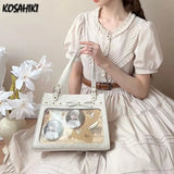 Qfdian Japanese Sweet Kawaii Women's Handbags Transparent Casual Streetwear Ita Bags Y2k Aesthetic Chic All Match Shoulder Underarm Bag