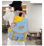 Qfdian 2025 new women Patchwork Contrast Color schoolbags High-capacity student travel bags fashion Y2k Aesthetic All Match Backpacks