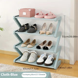 Qfdian 4-Tier Pink Z-Shaped Shoe Rack - Floor-Mounted Storage Rack for Living Room Bedroom & Entryway|Shoe Rack|Shoe Storage Organizer