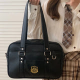 Qfdian  Vintage Y2k Aesthetic Jk Students Shoulder Bags Preppy Women Streetwear Casual Underarm Bag Fashion All Match Handbags Crossbody