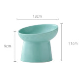Qfdian  Creative Pet Bowls, Ceramic Oblique Mouth High footed Cats Food Tableware Protection Cat and Dog Bowl, Pet Supplies, 1Pc