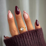 Qfdian 24Pcs Solid Nude Color Fake Nails with Jelly Glue Short Almond Press on False Nails Wearable Oval Finished Full Cover Nail Tips