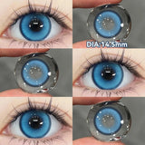 Qfdian  1 Pair Halloween Contact Lenses Beauty Eye Color Lenses Cosplay Pupils Myopia Lens with Prescription Natural Blue Lens