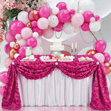 Qfdian  Hot Pink 50" x 102" Satin Rosette Tablecloth Raised 3D Roses Event Party Wedding Bridal Birthday Table Decor