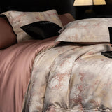 Qfdian Premium 1000TC Egyptian Cotton Yarn-dyed Jacquard Luxury Bedding Set Duvet Cover Flat/Fitted Bed Sheet Pillowcases 4Pcs