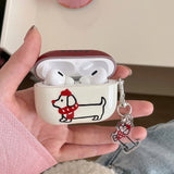 Qfdian  Cartoon cute red scarf line dog soft silicone wireless bluetooth earphone protection case for airpdos 2 3 4 pro 2 headset cover