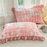 Qfdian  Cute Fluffy Ruffled Home Pillow Cover Pink Plush Pillow Cover Girly Bedroom Decor for Bed Cushion & Home Decoration Bedding Gift