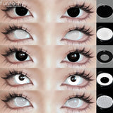 Qfdian  Cosplay Blind Black Lenses Anime White Eye Color Lens Halloween Vampire Lenses Cosmetic Colorful Multicontacts Red Lens