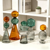 Qfdian  European Style Multicolour Glass Creative Double-layer Glass Transparent Vase Hydroponics Flower Pot Home Desk Decoration