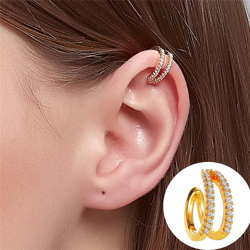 Punk Metal Zircon Ear Cuff Ear Clip for Women No Pierced C Shape Geometric Small Earcuff Ear Wrap Earcuff Clips Jewelry