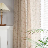Qfdian Boho Curtains Floral Semi-Blackout Windows Curtains with Tassels Cotton Linen Curtains Panels for Bedroom Living Room, 1 Panel