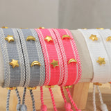 Qfdian Hand Woven Bracelets Adjustable Studded Stars Bracelet Fashion Jewelry Gifts