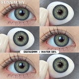 Qfdian  1 pair Green Color Series Contact Lenses for Eyes Natural Blue Lenses Eye Makeup Beauty Pupils Yearly Use Cosmetics Len